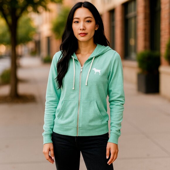 Victoria's Secret PINK Tops - Teal VS PINK Zip Up Hoodie - Size Small - Excellent!